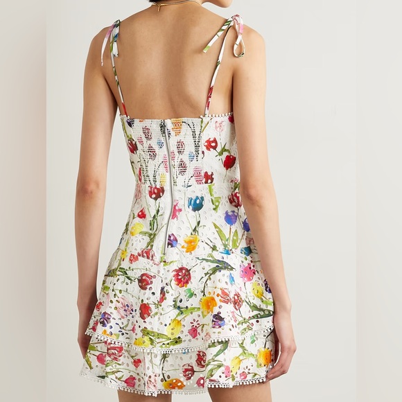 Alice + Olivia | Rosette Floral Eyelet Cotton Minidress | Kiss my Tulip - Picture 7 of 17